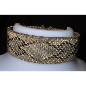 VINTAGE ITALIAN 18K GOLD PLATED DeCesare WIDE MESH BRACELET